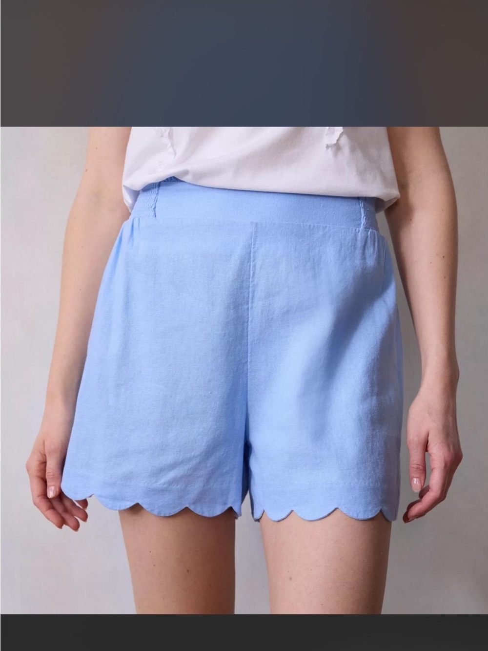 LC Lauren Conrad Light Blue High-Waist Scallop Hem Shorts